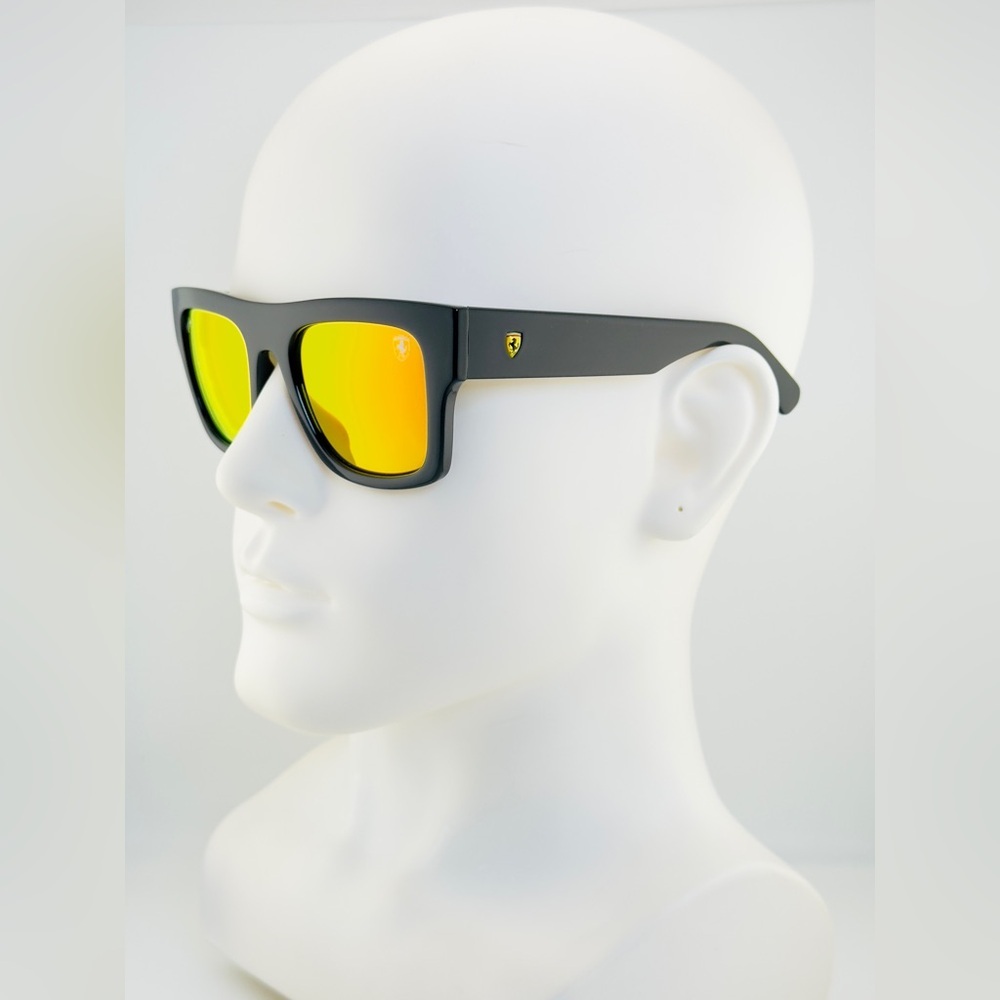 Ray-Ban Scuderia Ferrari Sunglasses RB2217M Black Frame Yellow-Orange Lenses - Picture 4 of 14
